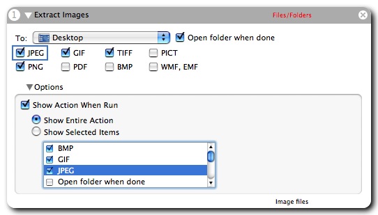 Extract Images Action