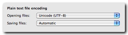 TextEdit Preferences set to read UTF-8