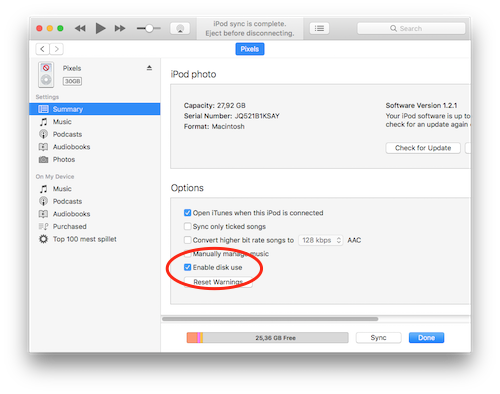 ipod classic mac formated enable disk use on windows